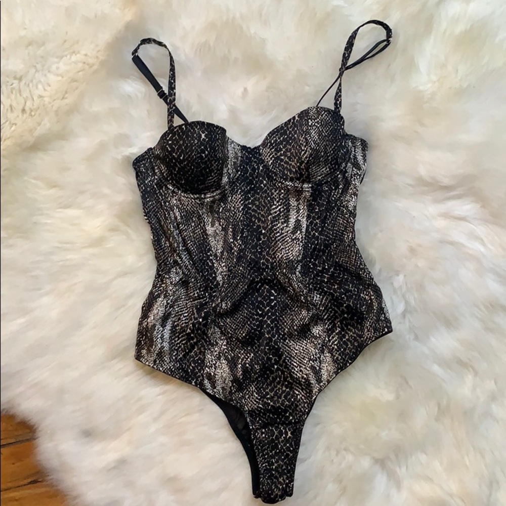 Fleur Du Mal sz S small snakeskin silk bodysuit